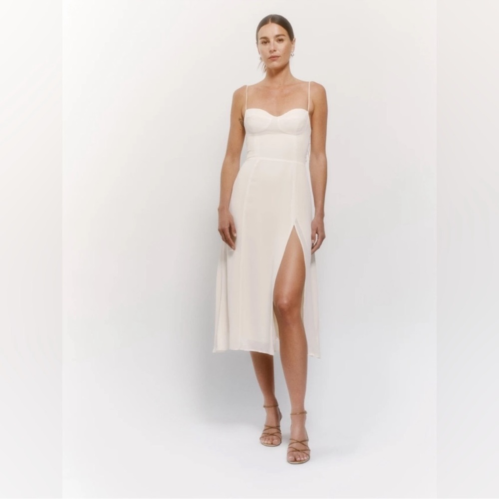 Reformation Cream Midi Dress with Chic Silhouette